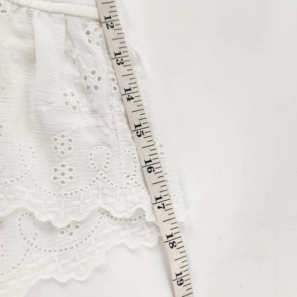 Hollister Eyelet Embroidered Peplum Crop Top Womens L White Cottagecore Blouse - Picture 9 of 9